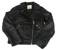 Černý koženkový crop křivák River Island