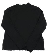 Čierne rebrované crop tričko H&M