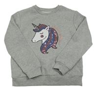 Sivá trblietavá mikina s jednorožcom St. Bernard