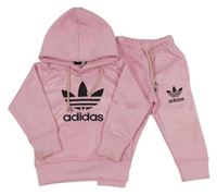 2set - Růžová mikina s logem a kapucí + tepláky Adidas  