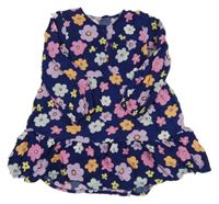 Tmavomodré kvetované šaty zn. Tu