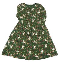 Zelené květované šaty s jednorožci C&A