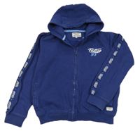 Tmavomodrá propínací mikina s logem a kapucí Firetrap