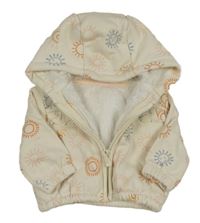 Smetanová propínací zateplená mikina se sluníčky a kapucí Nutmeg