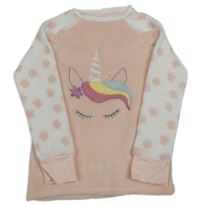 Ružovo-biela plyšová mikina s jednorožcom Kiki&Koko