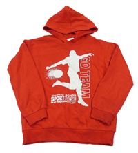 Červená mikina s fotbalistou a kapucňou H&M