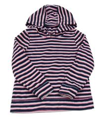 Tmavomodro-bielo-neónově ružová pruhovaná fleecová mikina s kapucňou George