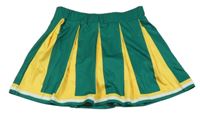Zeleno-žltá skladaná športová sukňa s všitými kraťasy
