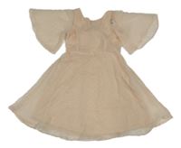 Světlerůžové puntíkaté šifonové šaty 