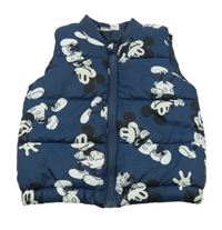 Tmavomodro-biela vzorovaná šušťáková zateplená vesta s Mickeym H&M