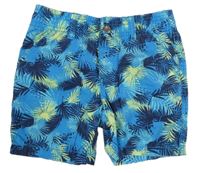 Modro-zelené plátenné kraťasy s listami Lupilu