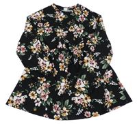 Čierno-bielo-ružovo-farebné kvetované šaty Shein