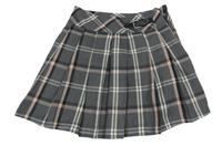 Sivo-bielo-ružová kockovaná skladaná sukňa C&A