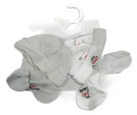 Nové - 4set - 2x čepice - bílá + biela s nápisy - 2x rukavice - bílé + bílé s nápismi Nutmeg