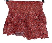 Dámska červená kvetovaná sukňa s volánikmi H&M
