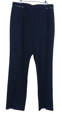 Dámske tmavomodré straight nohavice s pukmi zn. M&S vel. 16L