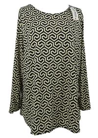Nové - Dámské smetanovo-černé vzorované volné triko 