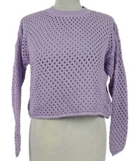 Dámsky lila ažurový crop sveter C&A