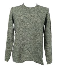 Pánsky světlezeleno-čierny melírovaný ľahký sveter Engbers