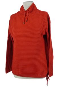 Dámský červený žebrovaný svetr s límcem