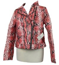 Nové - Dámský růžovo-černý vzorovaný koženkový křivák Outer Edge 