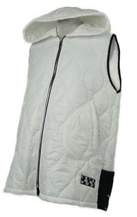Dámská bílá šusťáková prošívaná zateplená vesta s kapucí 