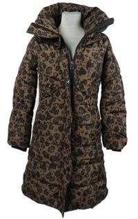 Dámský černo-béžový šusťákový zimní péřový kabát s kapucí Next 