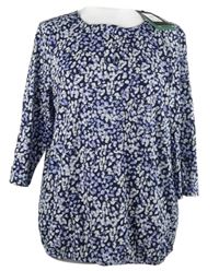 Nové - Dámska tmavomodro-biela kvietkovana balonová blúzka Olsen