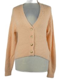 Dámský meruňkový chlupatý propínací svetr C&A