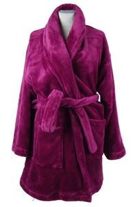 Dámský purpurový chlupatý župan s páskem 