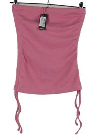 Nové - Dámský růžový top bez ramínek se stahováním Boohoo 