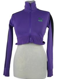 Dámska fialovo-čierna športová prepínaci crop mikina Puma