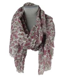 Dámská malinovo-khaki-bílá vzorovaná šála s flitry 