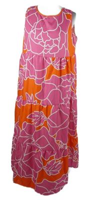 Dámské růžovo-červené vzorované midi šaty