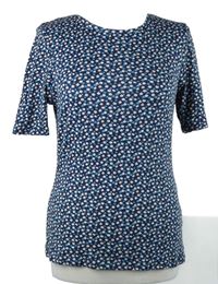 Dámské tmavomodré kytičkované tričko TU 