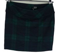 Dámska tmavomodro-zelená kockovaná minisukňa H&M