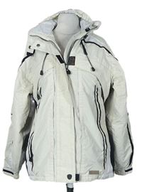 Dámska smetanovo-čierna šušťáková lyžiarska bunda s kapucňou EVF