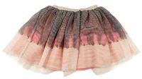 Sivo-ružová tylová sukňa s bodkami a pírky zn. H&M