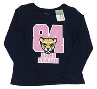 Tmavomodré tričko s číslom a gepardem Primark