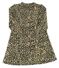 Béžovo-čierne šaty s leopardím vzorom Matalan