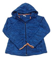 Modrá melírovaná fleecová prepínaci mikina s kapucňou H&M