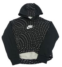 Černá mikina s logy a kapucí Nike