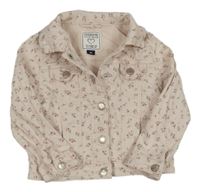 Svetloružová kvetinová rifľová bunda C&A