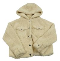 Světlebéžová huňatá podšitá bunda s kapucí Yigga