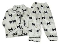 Biele saténové pyžama s mašľami Shein