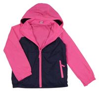 Neónově ružovo-tmavomodrá šušťáková jarná bunda s kapucňou Yigga