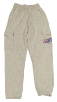 Světlebéžové melírované teplé tepláky s kapsami Sonneti