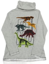 Světlešedý melírovaný rolák s dinosaury Dopodopo