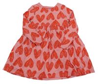 Růžové bavlněné šaty se srdíčky F&F