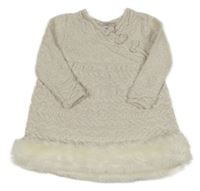 Bílo-zlaté melírované pletené aty s kožúškom